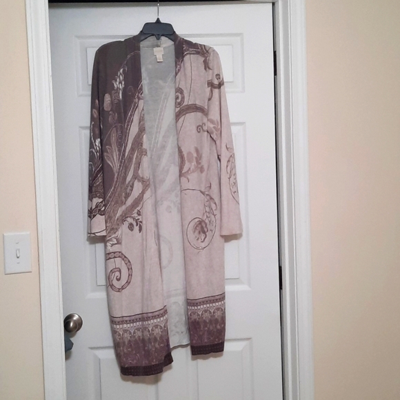 Chico's 2 Large Multi Purple Longsleeve Long Length Cardigan - Picture 2 of 7